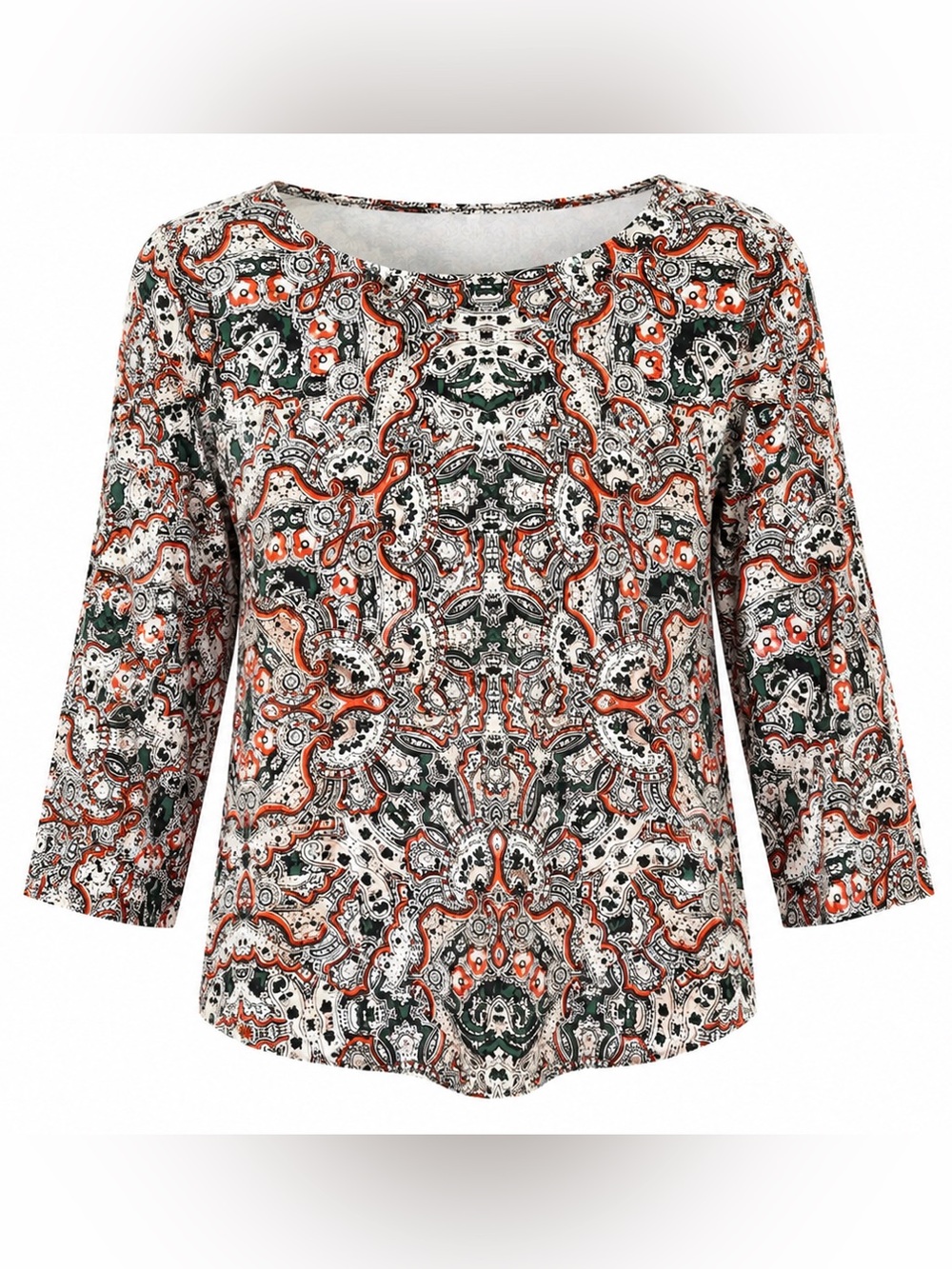 The Limited Paisley Print 3/4 Sleeve Blouse Ruffle Back Boho Size M